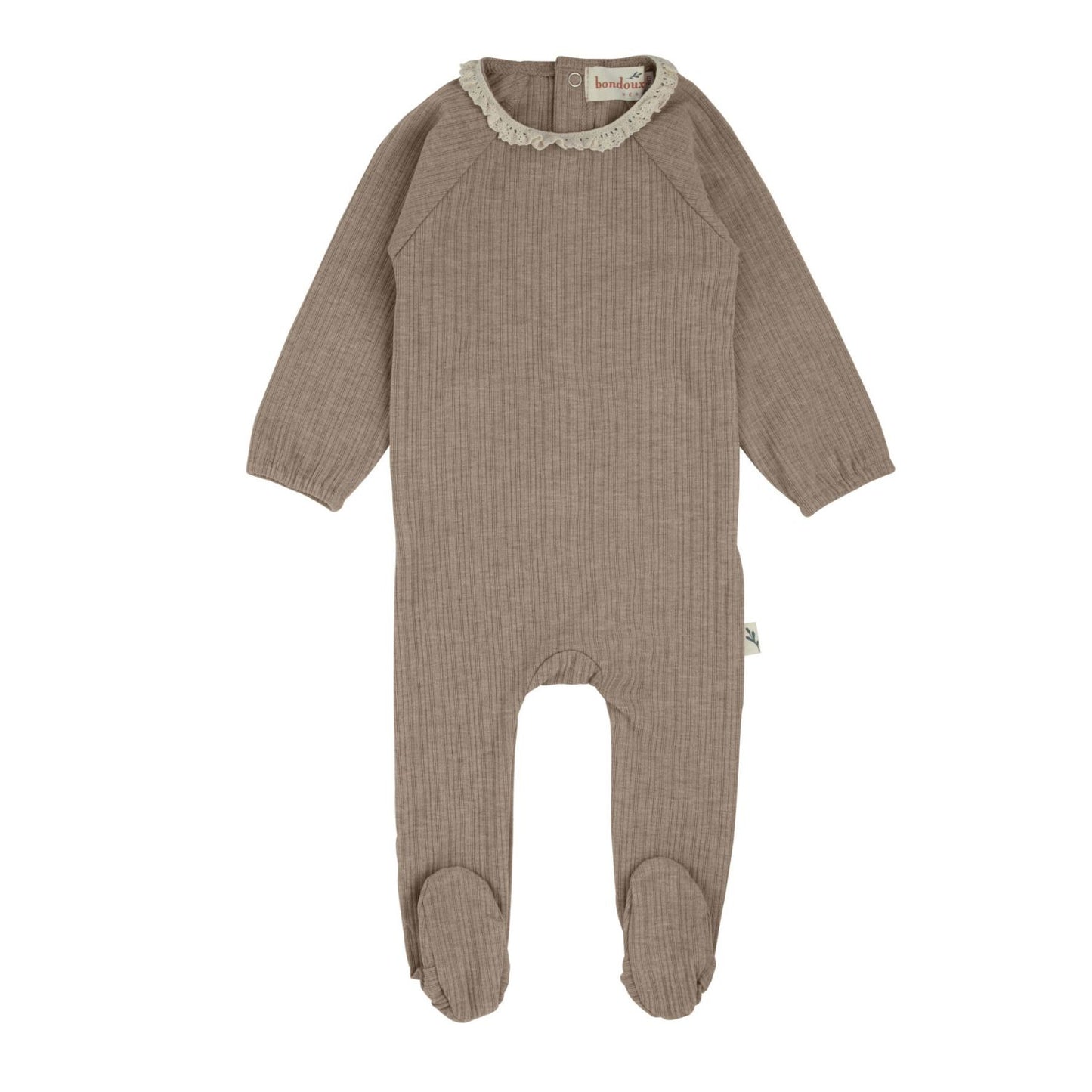 Lace Knit Footie-Beige