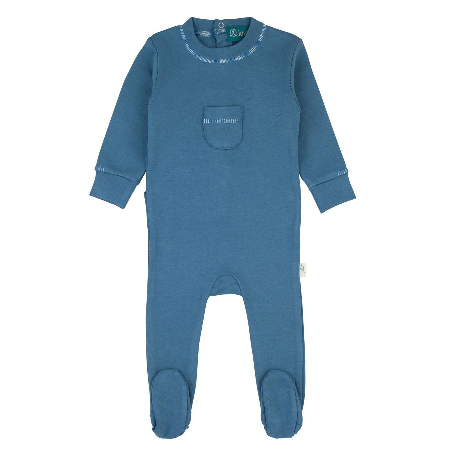 Ombre Stitching Footie-Blue