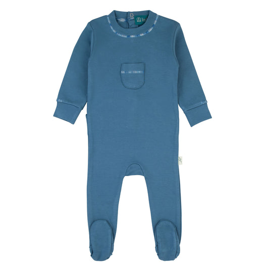Ombre Stitching Footie-Blue