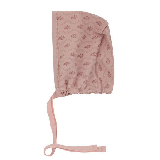 Pink scalloped Print Girls Pink Bonnet