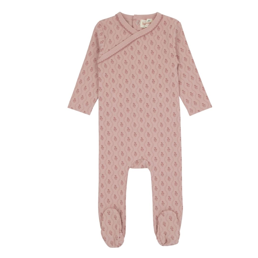 Pink scalloped Print Girls Pink Footie