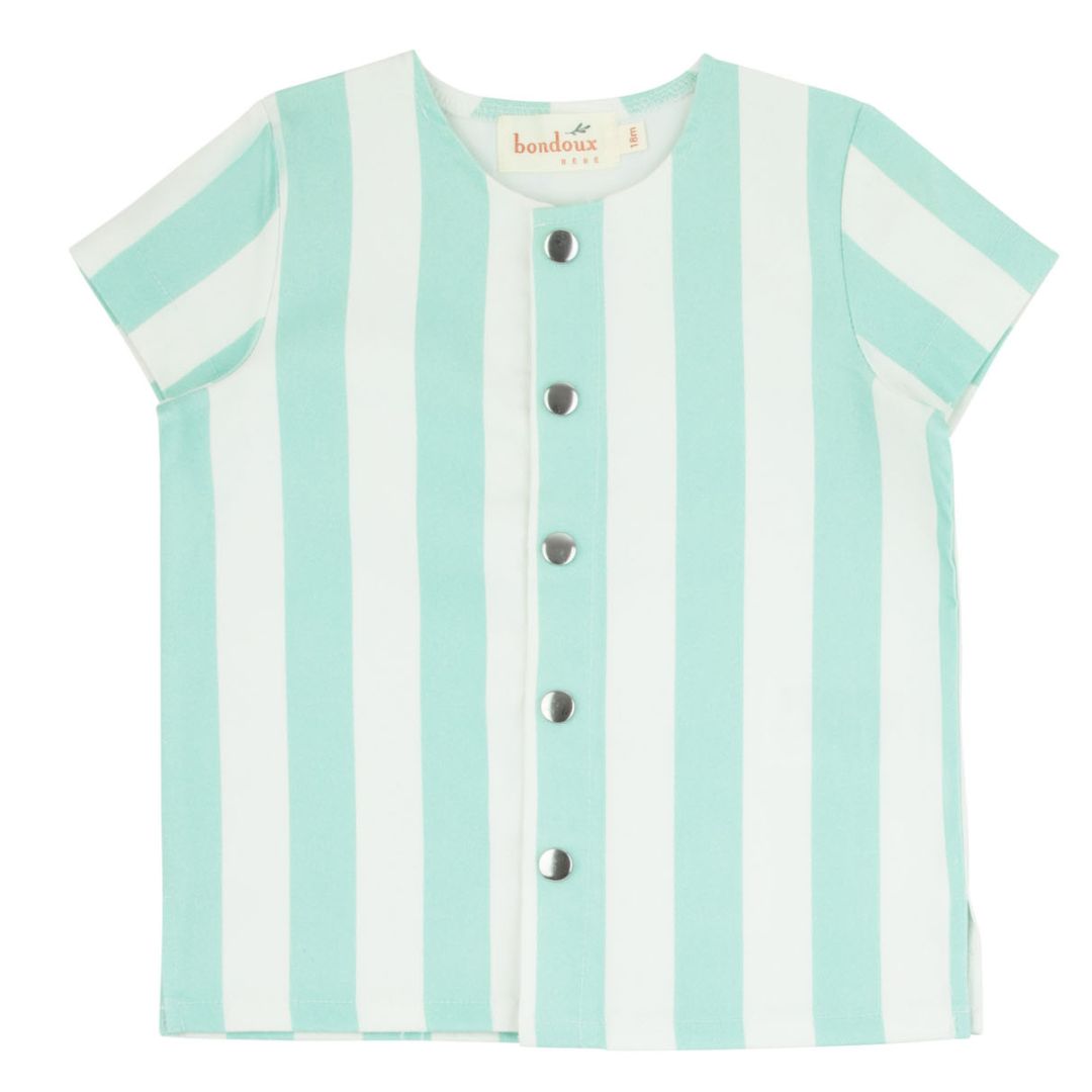 Neon Green Striped Boys Short Sleeve Top