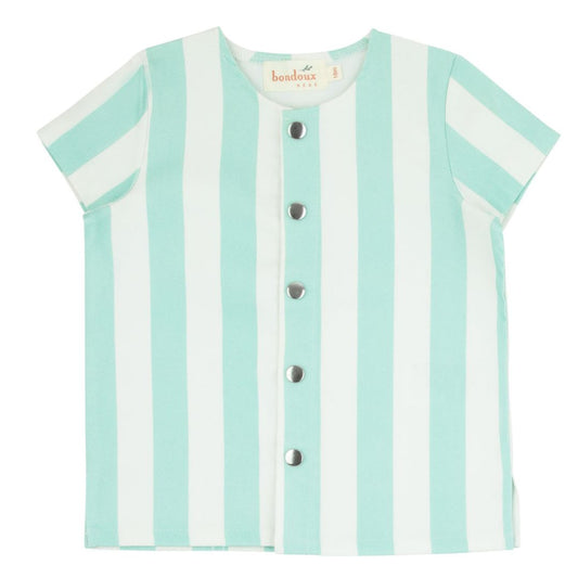 Neon Green Striped Boys Short Sleeve Top