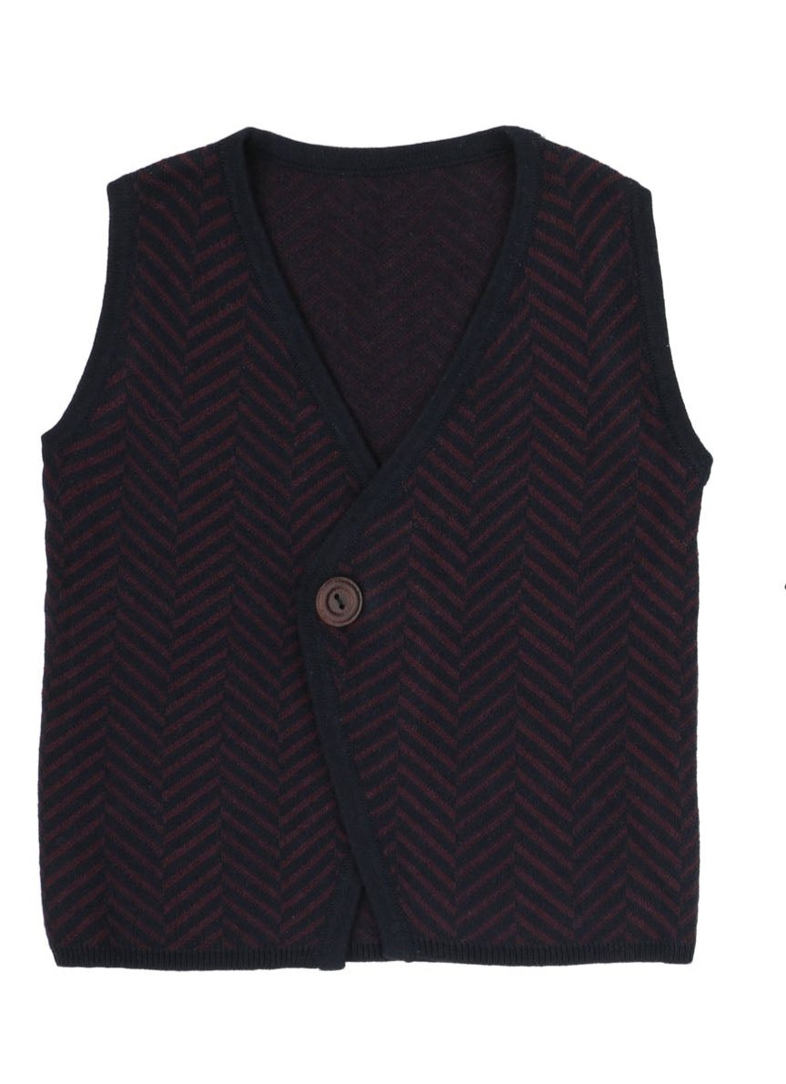 Chevron Knit Vest-Maroon