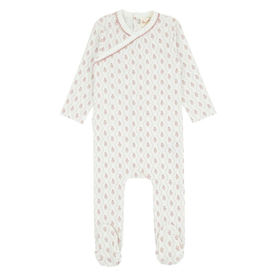 Pink scalloped Print Girls White Footie