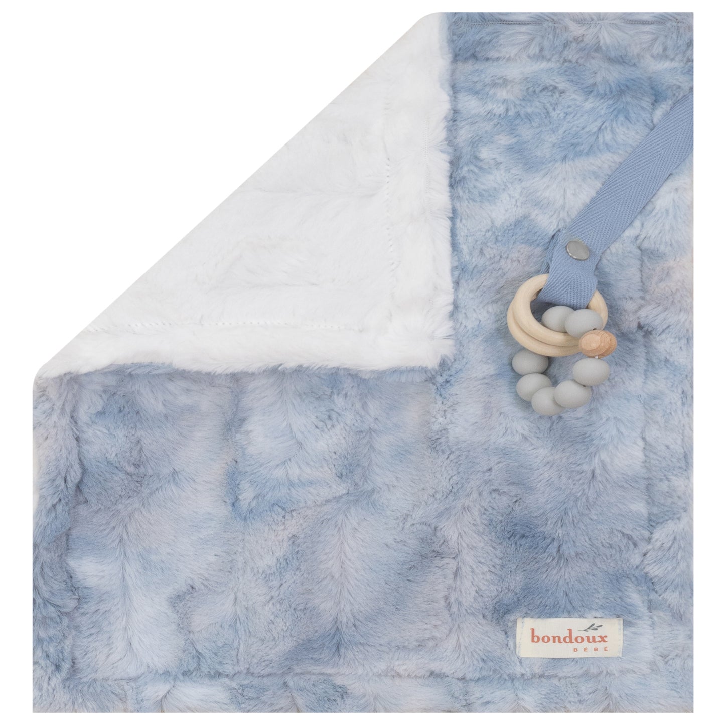 Fuzzy Security Blanket -Blue Tie Dye & White