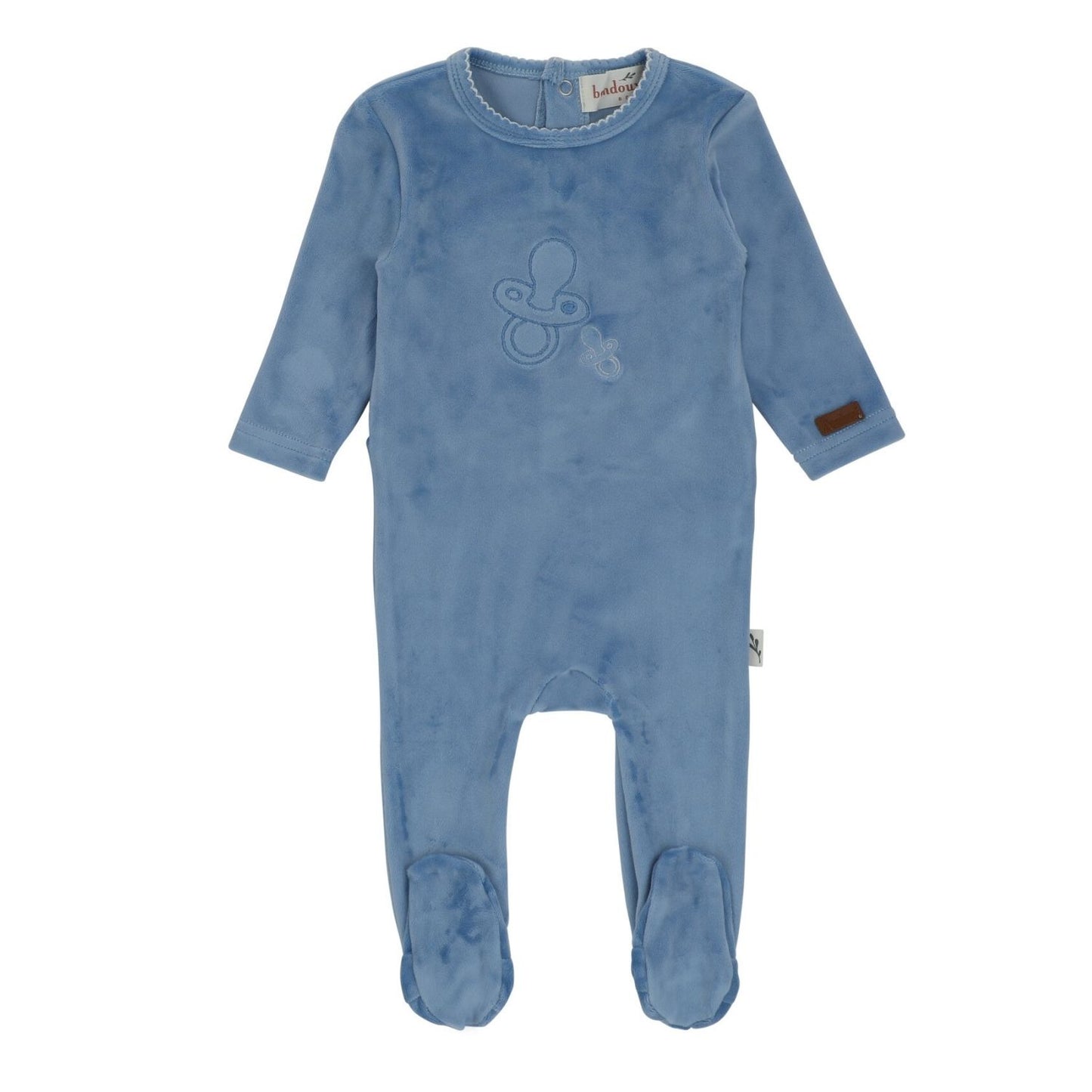 Paci Velour Footie-Blue