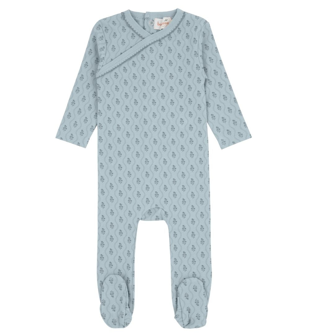 Blue Scalloped Print Boys Blue Footie