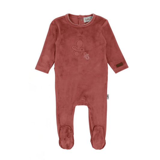 Paci Velour Footie-Pink