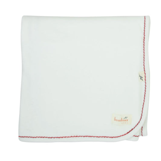 Stitched Velour Blanket-White & Mauve