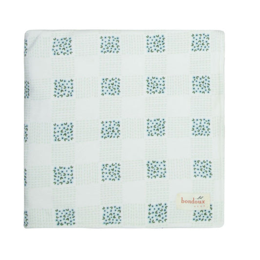 Floral Velour Blanket-Blue