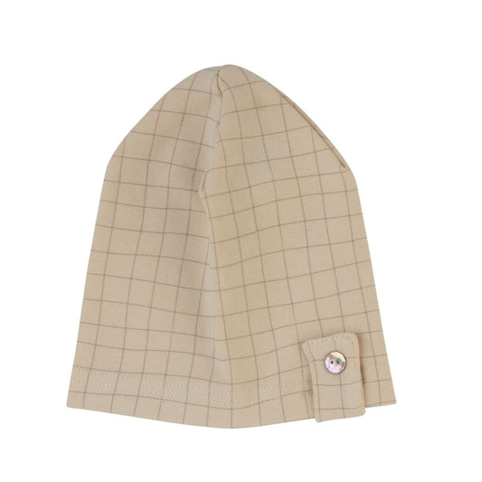 Checked Kimono Hat-Beige