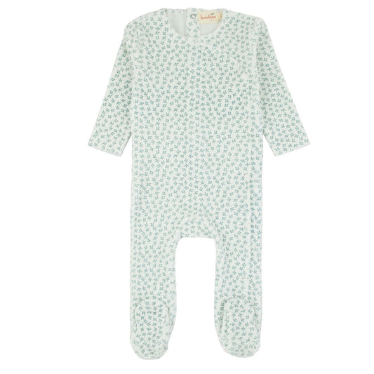 Leaf  Velour Footie-Blue