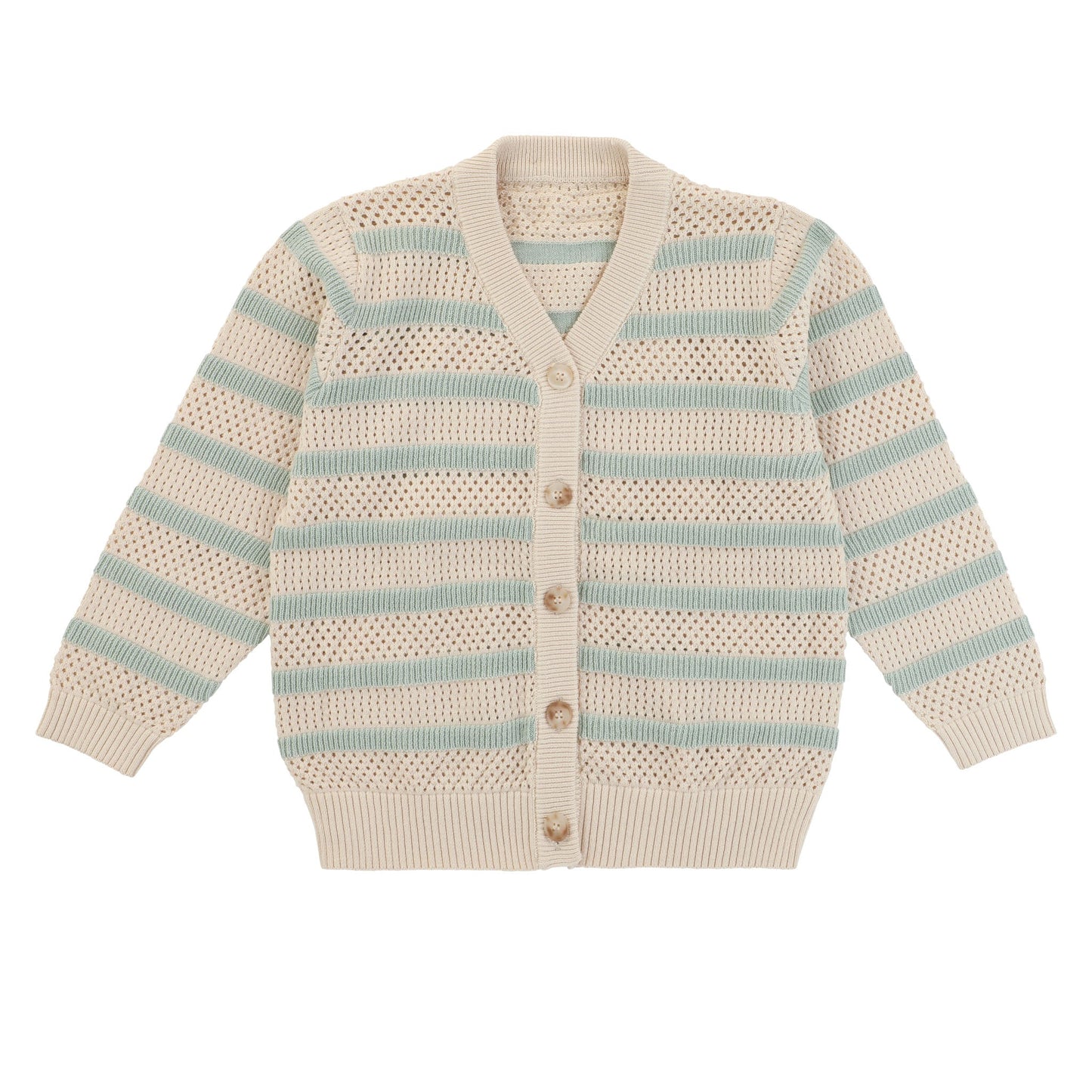 Pointelle Striped Long Sleeve Sweater