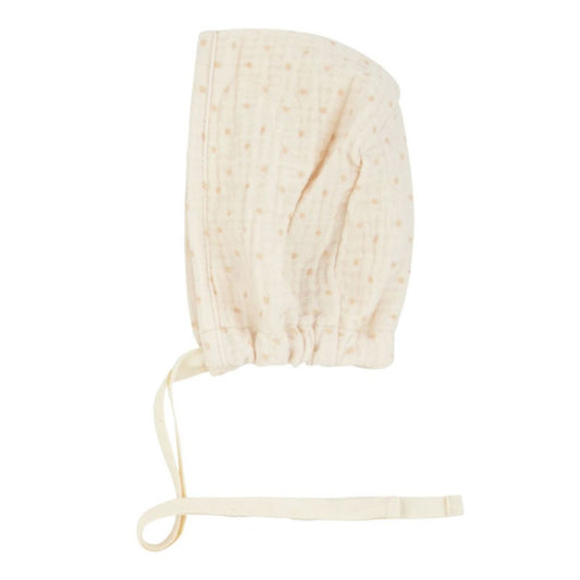 White Boys Bonnet With Cream Print