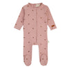 Leaf Print Footie-Pink