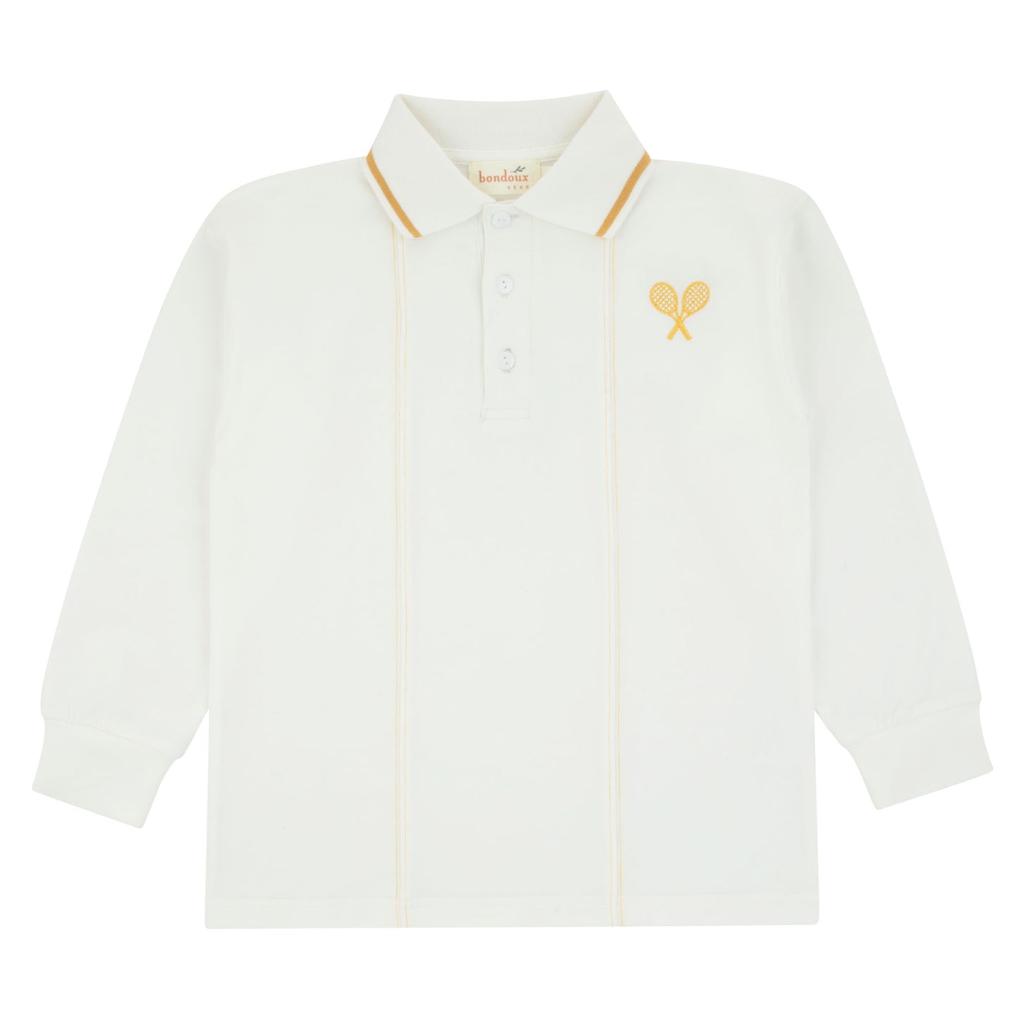 Yellow Tennis White Long Sleeve Polo