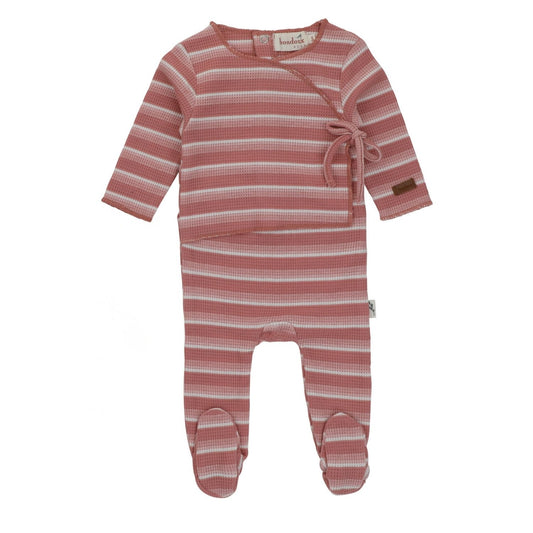 Striped Wrap Footie-Pink