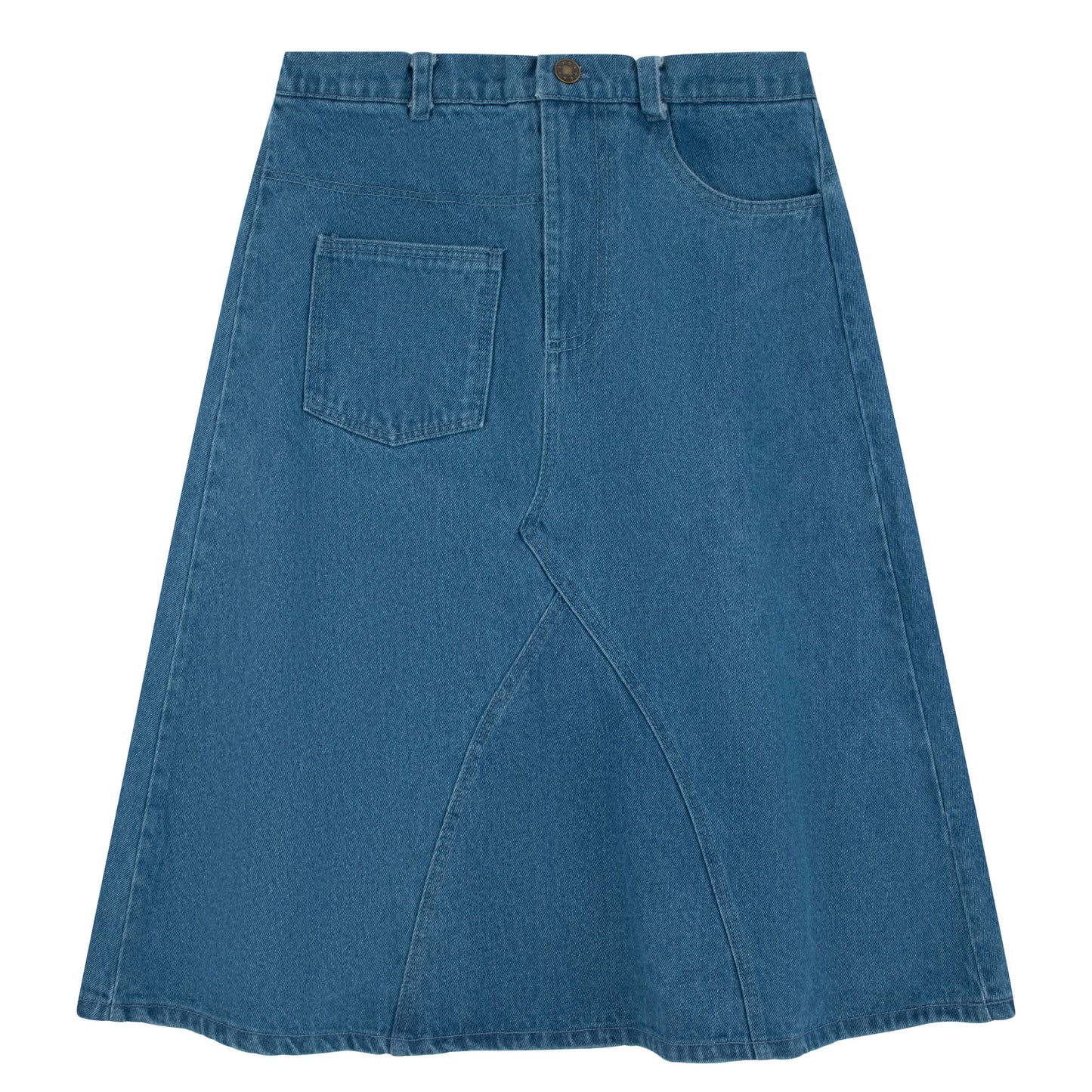 Basic Aligned Blue Denim Skirt