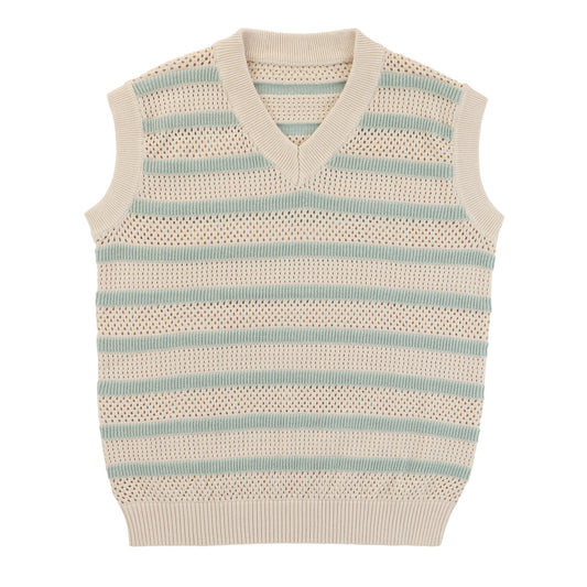 Pointelle Striped Vest