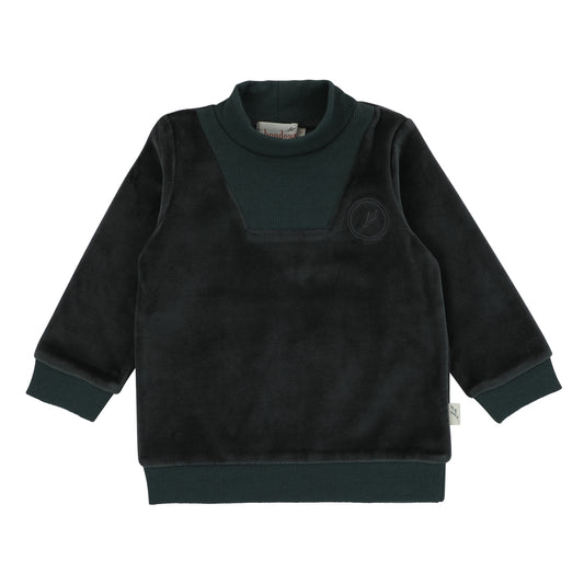 Logo Velour Mock Neck Top-Green