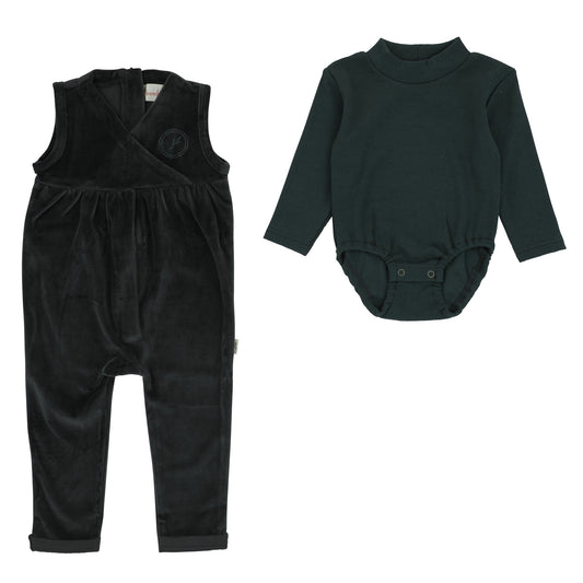 Logo Velour Overalls-Green