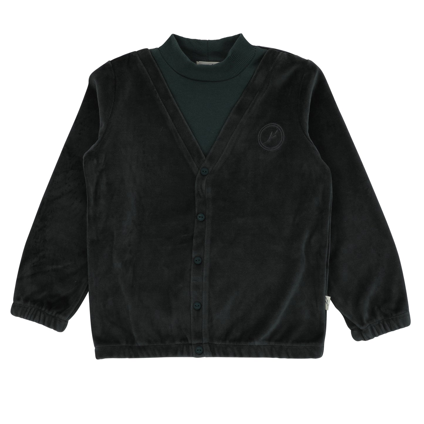 Logo Velour Cardigan Top-Green