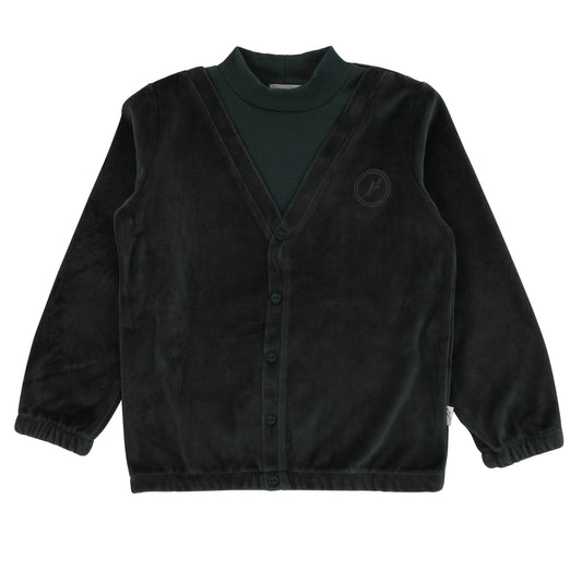 Logo Velour Cardigan Top-Green