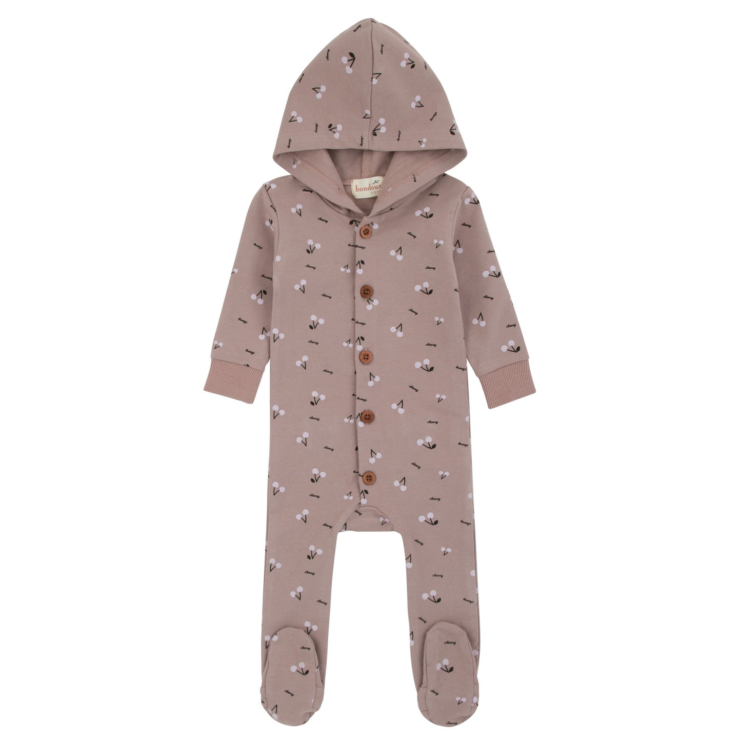Purple Cherry Print Hooded Footie