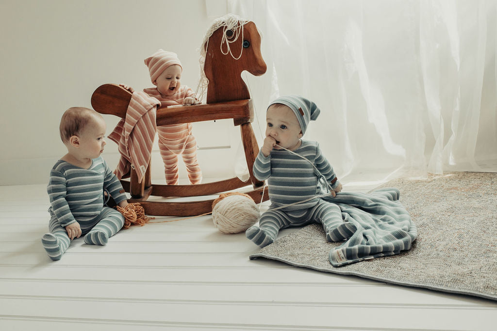 Striped Wrap Hat-Blue