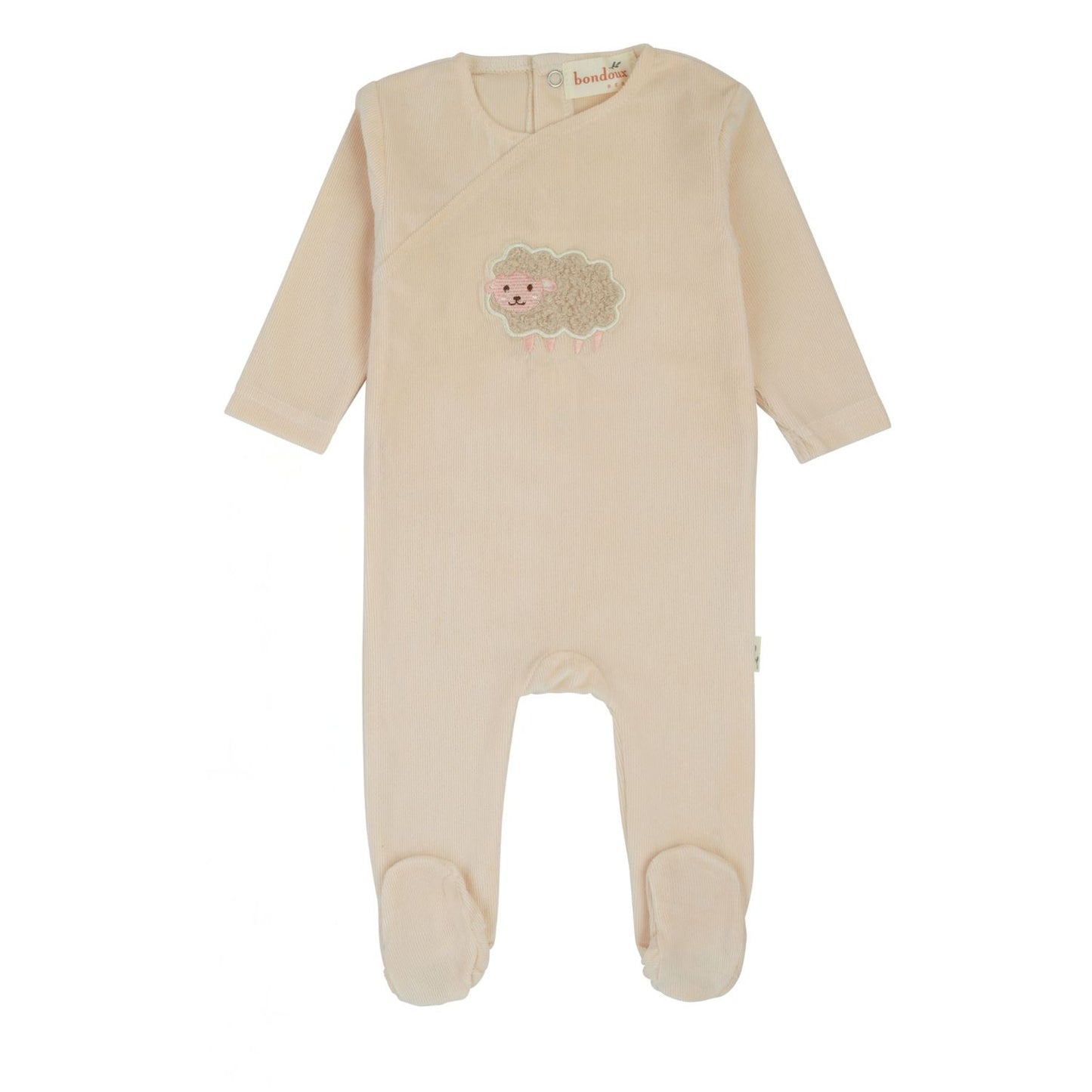 Sheep Velour Footie-Off White