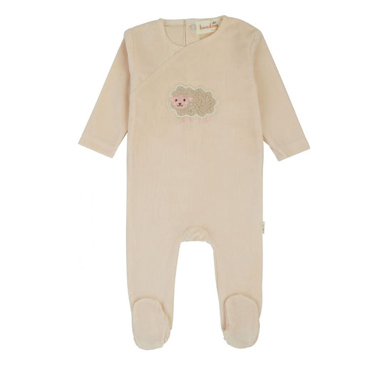 Sheep Velour Footie-Off White