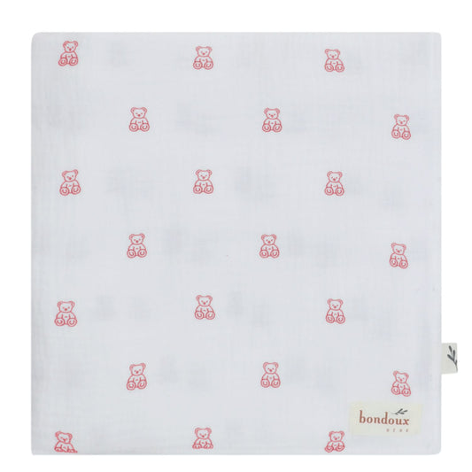 Teddy Print Blanket-Rose-Muslin