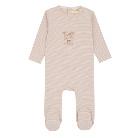 Pink Striped Girls Footie