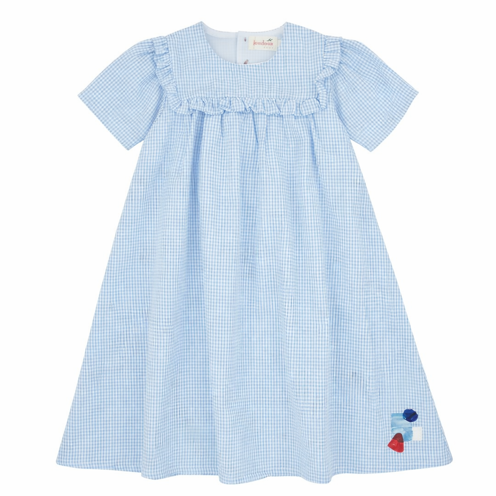 Blue Gingham Short Sleeve Dress