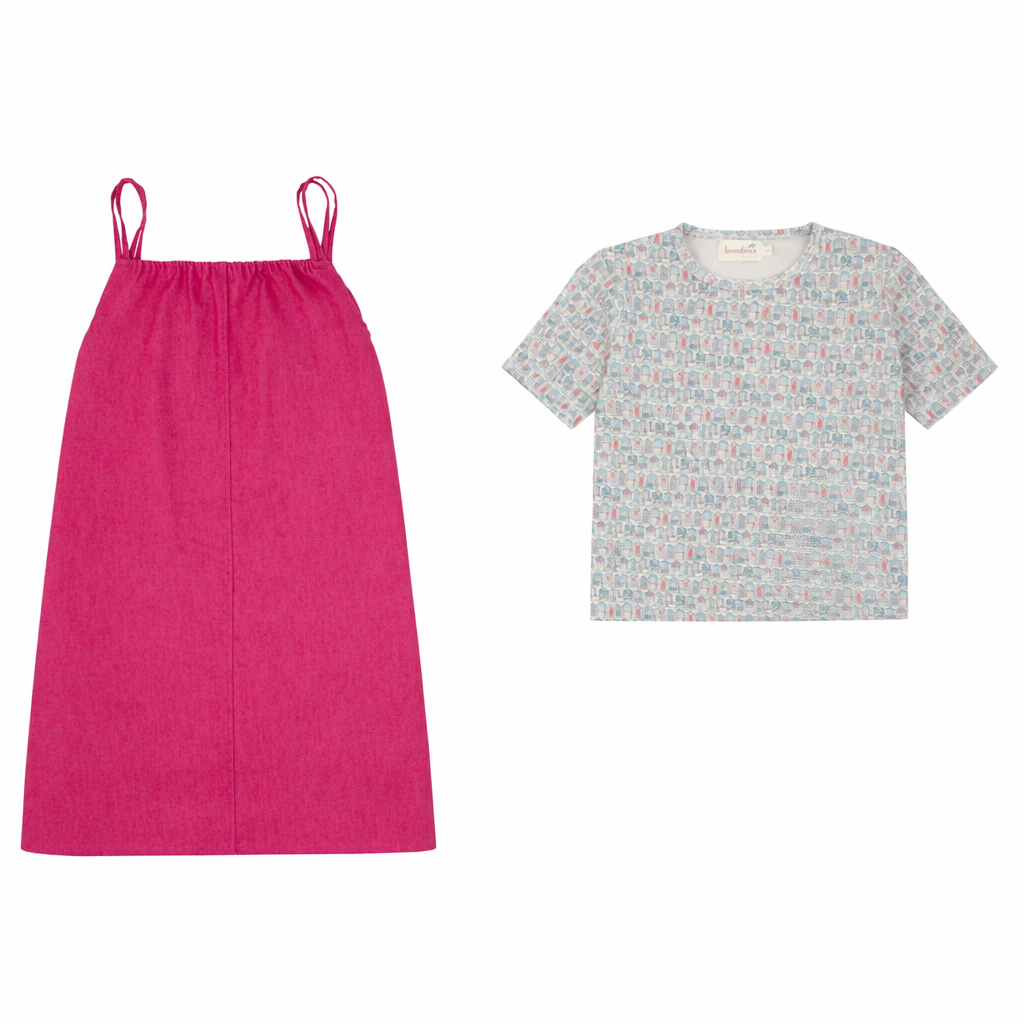 House Print Short Sleeve Hot Pink  Jumper Set