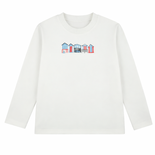 House Embroidered Long Sleeve White Top