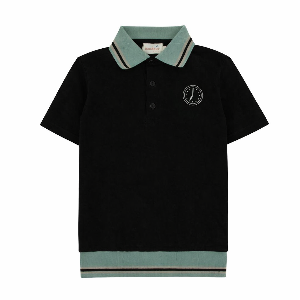 Black Clock Short Sleeve Polo