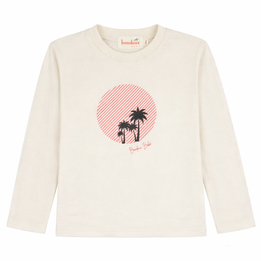 Coral Palm Tree Long Sleeve Top