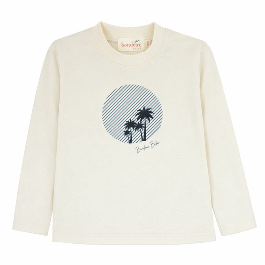 Blue Palm Tree Long Sleeve Top