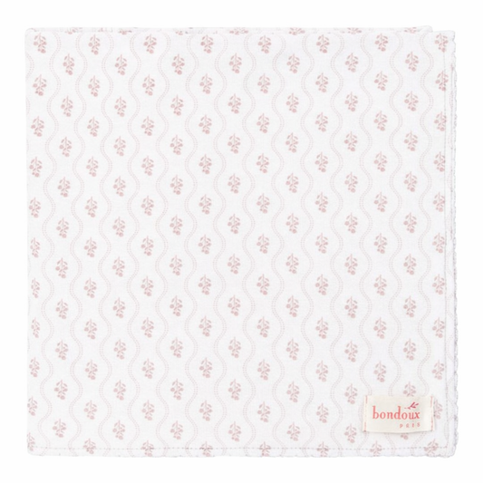 Pink scalloped Print Girls White Blanket Filled
