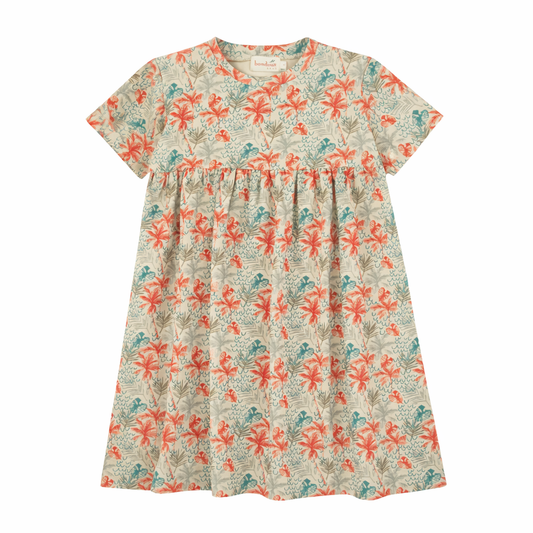 Tropical Print Short Sleeve Dress
