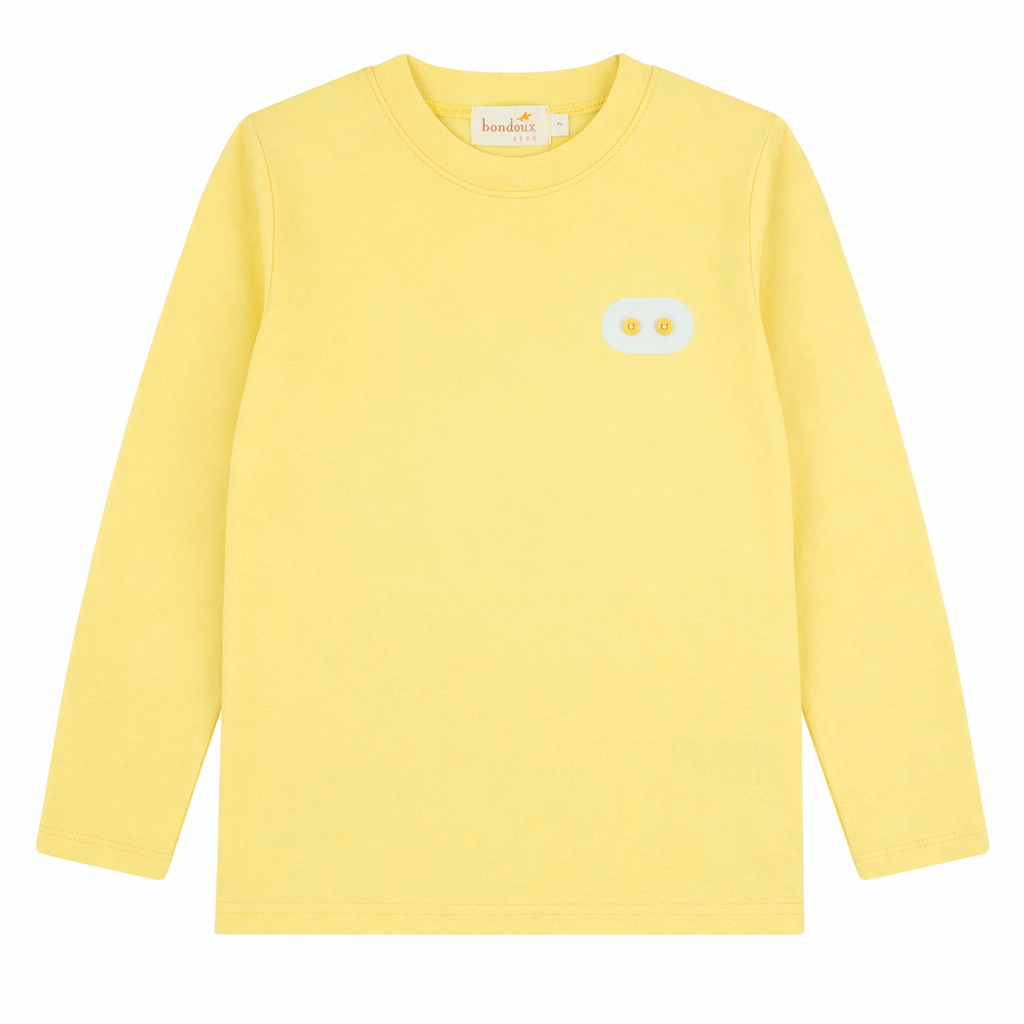 Pastel Yellow Button  Long  Sleeve Top