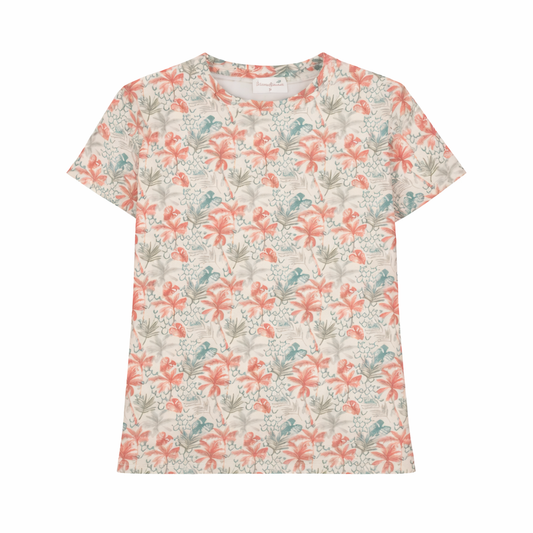 Tropical Print Short Sleeve  Top