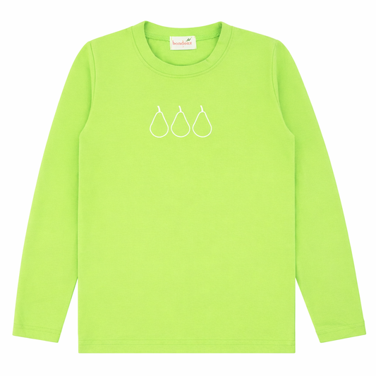 Lime Green Embroidered  Pear Long  Sleeve Top