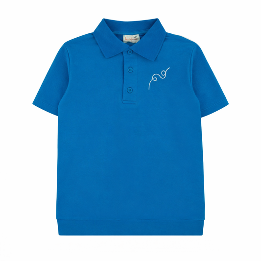 Scribble Dark Blue Short Sleeve Polo