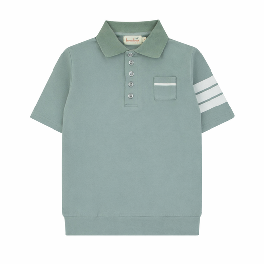 White Stripes Mint Green Short Sleeve Polo