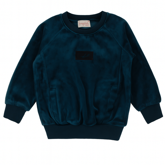 Logo Velour Toddler Top-Teal