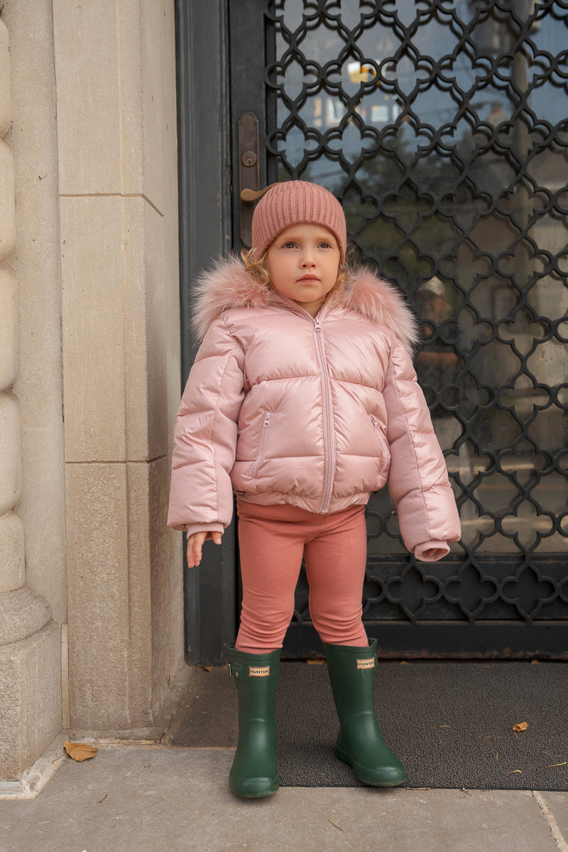 Ribbed Detail Jacket-Pink
