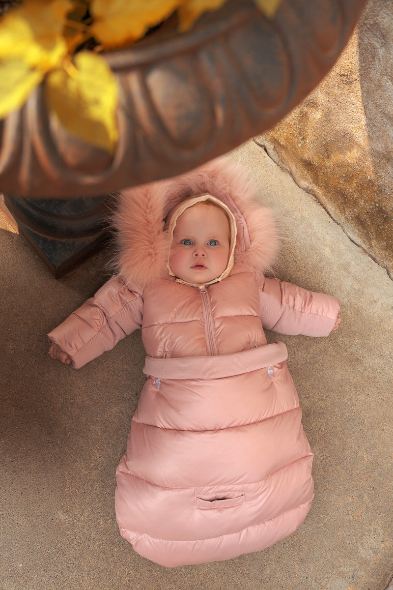 Ribbed Detail Snowsuit-Pink
